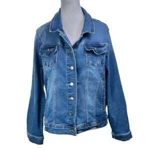 Well Worn Amalia Denim Jean Trucker Jacket Size Large Stretch